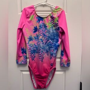 GK Elite Long Sleeve Flower Competion Leotard with Gems size AS